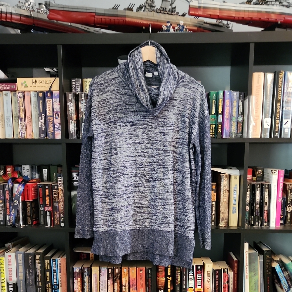 GAP Blue Heather Cowl Neck Sweater
